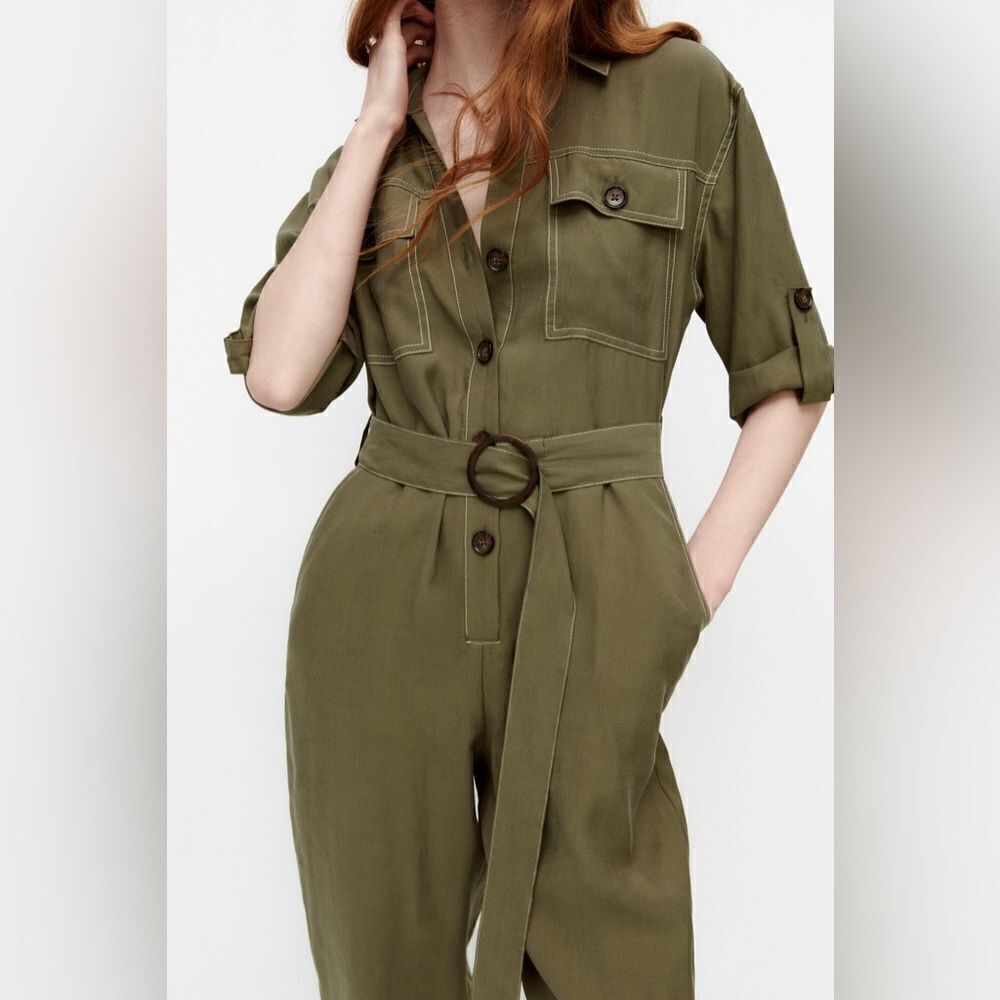 Zara Jumpsuit With Stitching New - Picture 9 of 9